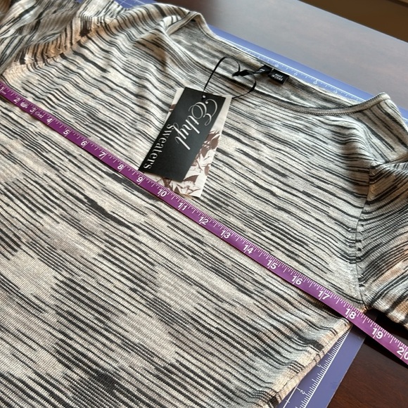 NWT ethyl sweater dress size medium grey and white long sleeve thin round neck - Picture 8 of 14
